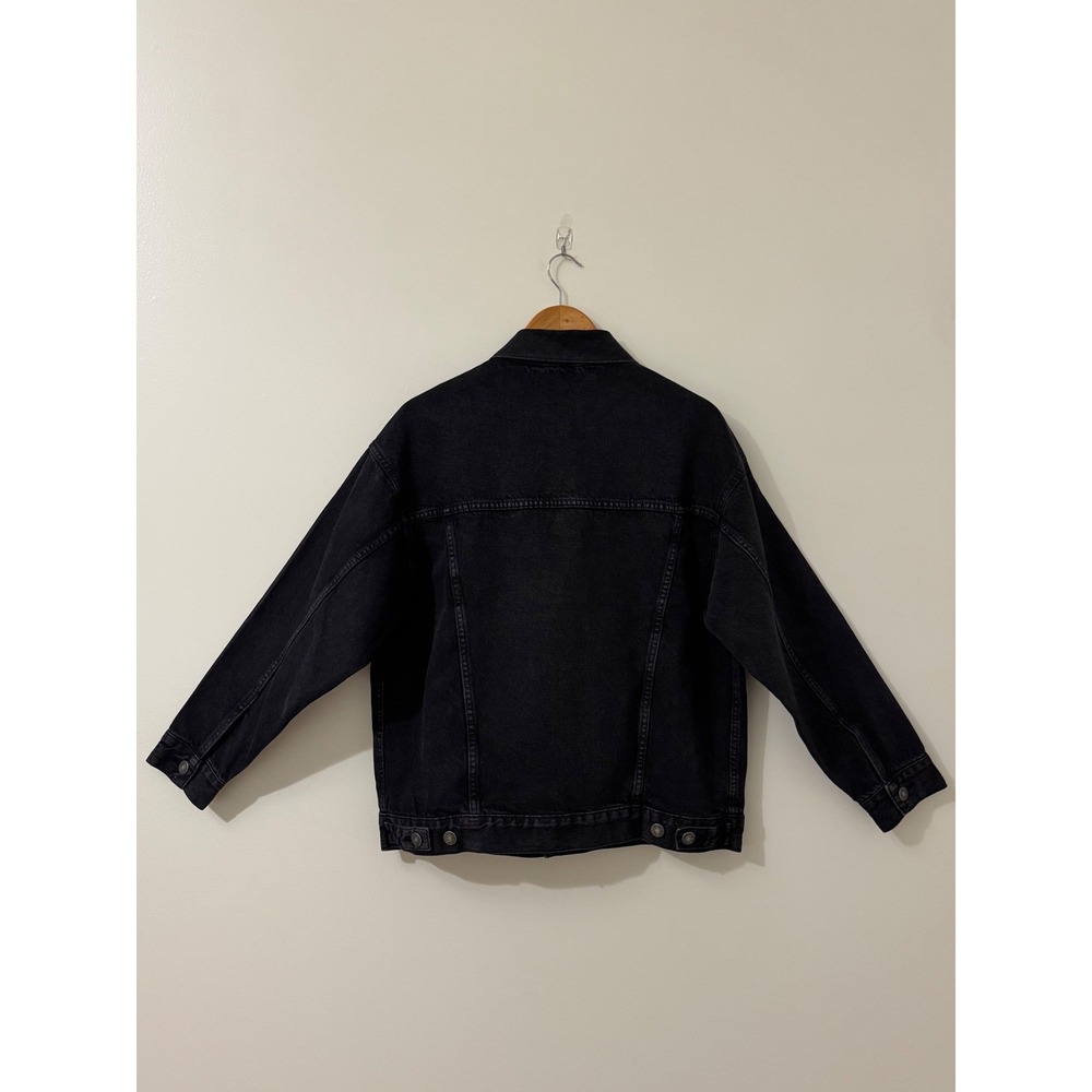 Cotton On Black Denim Trucker Jacket Oversized Relaxed Fit Women's US 6 - Picture 9 of 14